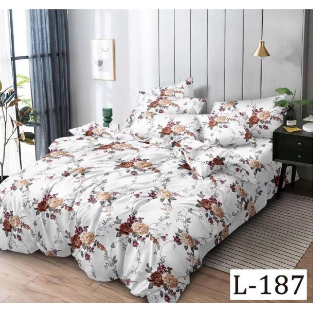 Lenjerie de pat dublu din Bumbac FINET, pentru 2 persoane, 6 piese, Cearceaf de pat 230 x 250cm, MLL-074