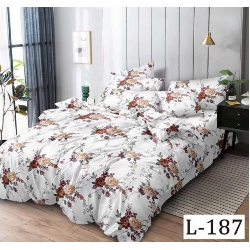 Lenjerie de pat dublu din Bumbac FINET, pentru 2 persoane, 6 piese, Cearceaf de pat 230 x 250cm, MLL-074