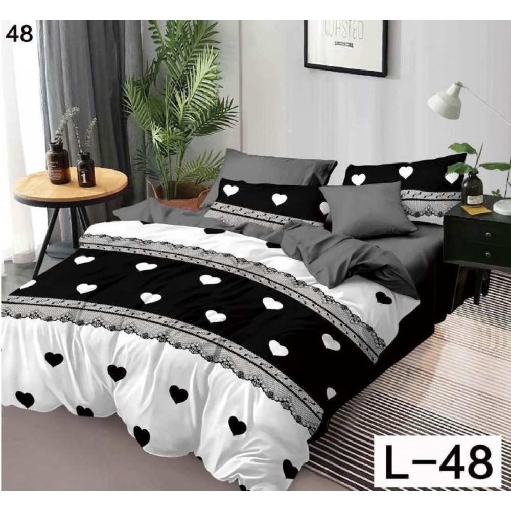 Lenjerie de pat dublu din Bumbac FINET, pentru 2 persoane, 6 piese, Cearceaf de pat 230 x 250cm, MLL-078