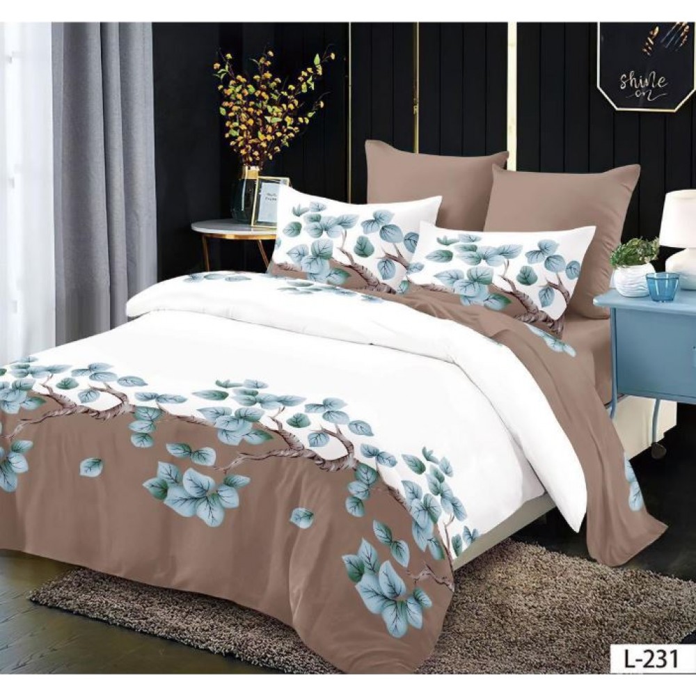 Lenjerie de pat dublu din Bumbac FINET, pentru 2 persoane, 6 piese, Cearceaf de pat 230 x 250cm, MLL-079