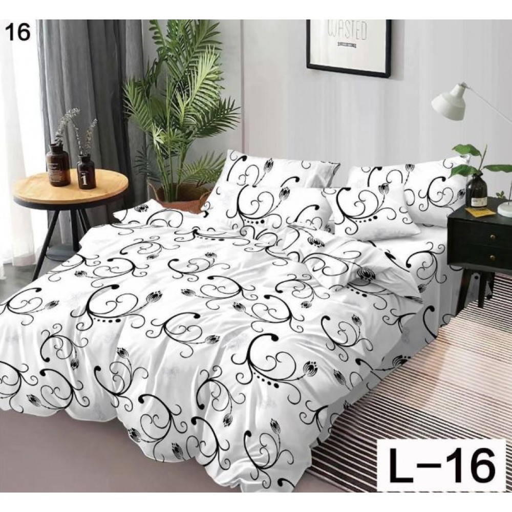 Lenjerie de pat dublu din Bumbac FINET, pentru 2 persoane, 6 piese, Cearceaf de pat 230 x 250cm, MLL-080