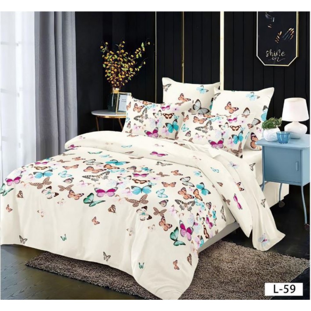 Lenjerie de pat dublu din Bumbac FINET, pentru 2 persoane, 6 piese, Cearceaf de pat 230 x 250cm, MLL-083