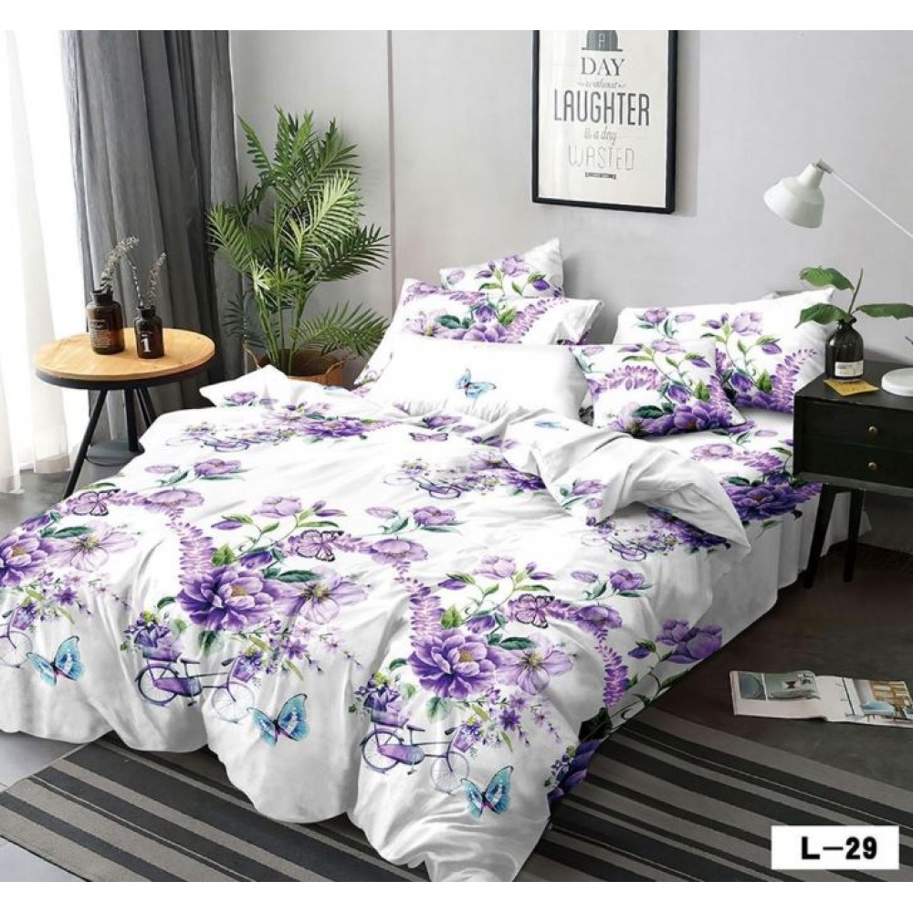 Lenjerie de pat dublu din Bumbac FINET, pentru 2 persoane, 6 piese, Cearceaf de pat 230 x 250cm, MLL-087