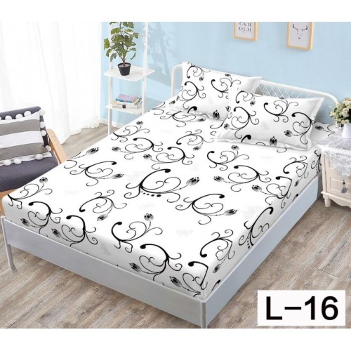 Husa de pat dublu cu elastic si 2 fete de perna 180x200cm, Pat 2 Persoane 52x80cm, MKK-01