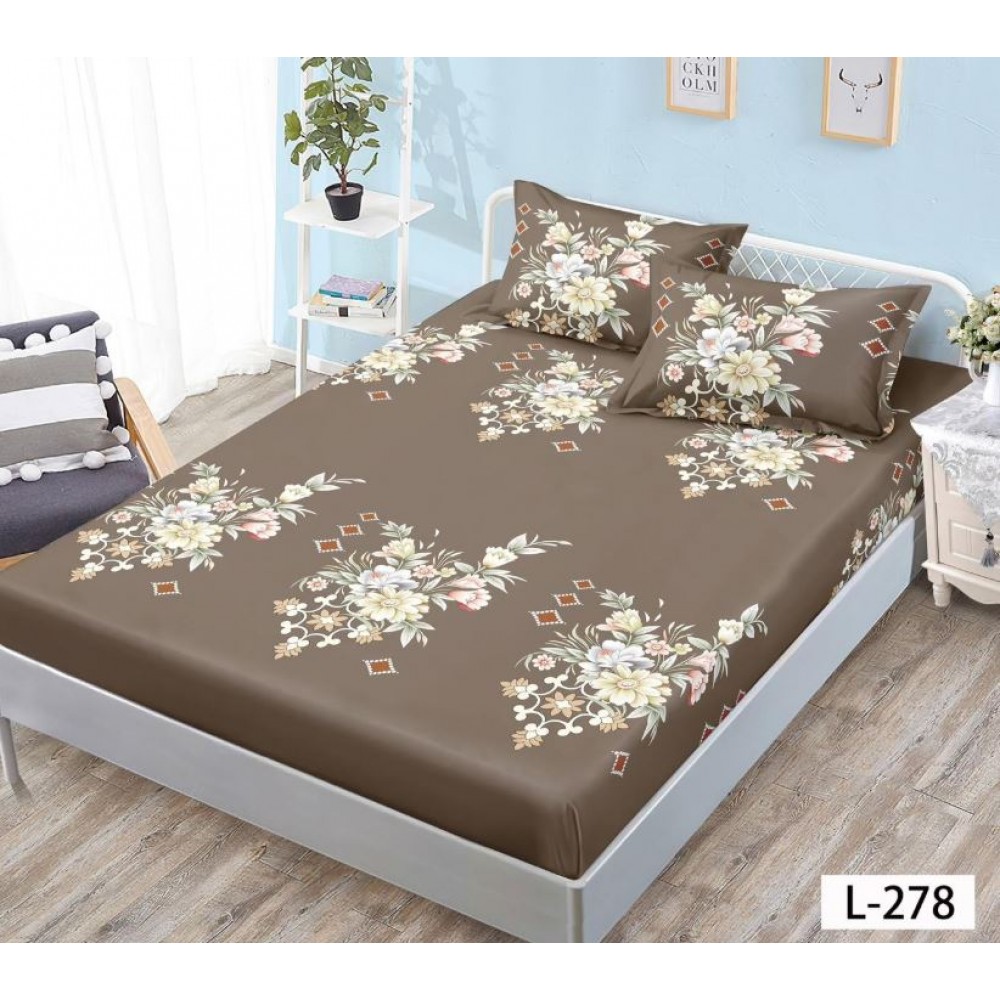 Husa de pat dublu cu elastic si 2 fete de perna 180x200cm, Pat 2 Persoane 52x80cm, MKK-03
