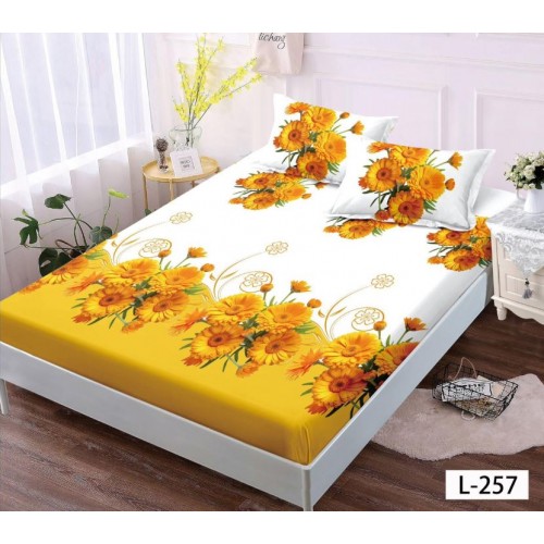 Husa de pat dublu cu elastic si 2 fete de perna 180x200cm, Pat 2 Persoane 52x80cm, MKK-04