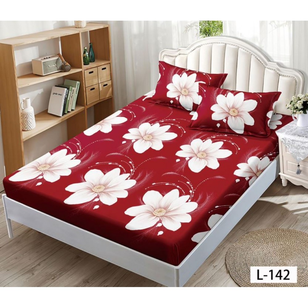 Husa de pat dublu cu elastic si 2 fete de perna 180x200cm, Pat 2 Persoane 52x80cm, MKK-05