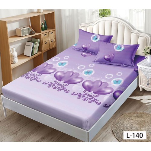 Husa de pat dublu cu elastic si 2 fete de perna 180x200cm, Pat 2 Persoane 52x80cm, MKK-06
