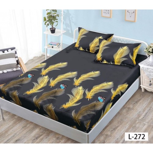 Husa de pat dublu cu elastic si 2 fete de perna 180x200cm, Pat 2 Persoane 52x80cm, MKK-08
