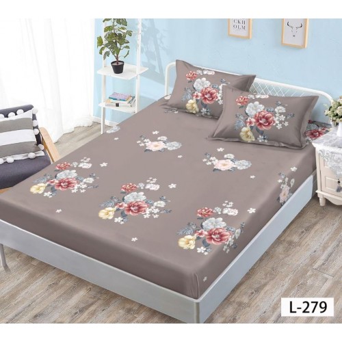 Husa de pat dublu cu elastic si 2 fete de perna 180x200cm, Pat 2 Persoane 52x80cm, MKK-010