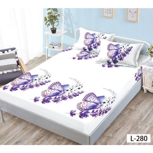 Husa de pat dublu cu elastic si 2 fete de perna 180x200cm, Pat 2 Persoane 52x80cm, MKK-011