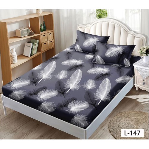 Husa de pat dublu cu elastic si 2 fete de perna 180x200cm, Pat 2 Persoane 52x80cm, MKK-012