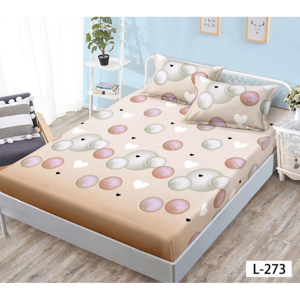 Husa de pat dublu cu elastic si 2 fete de perna 180x200cm, Pat 2 Persoane 52x80cm, MKK-014