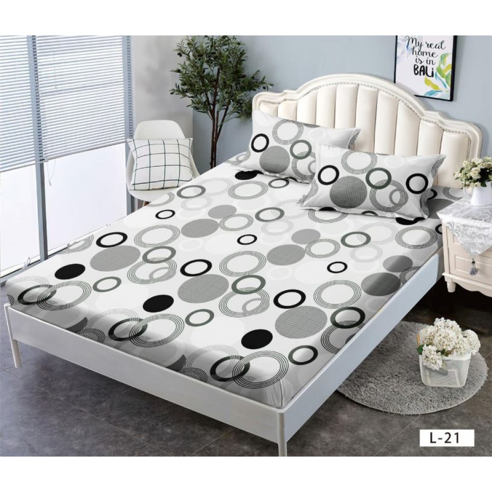 Husa de pat dublu cu elastic si 2 fete de perna 180x200cm, Pat 2 Persoane 52x80cm, MKK-015