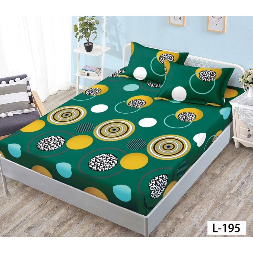Husa de pat dublu cu elastic si 2 fete de perna 180x200cm, Pat 2 Persoane 52x80cm, MKK-020