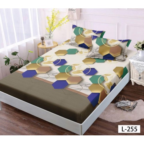 Husa de pat dublu cu elastic si 2 fete de perna 180x200cm, Pat 2 Persoane 52x80cm, MKK-021