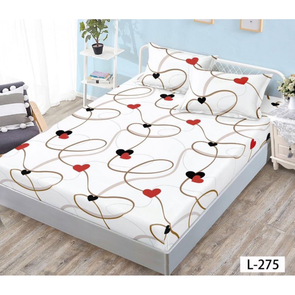 Husa de pat dublu cu elastic si 2 fete de perna 180x200cm, Pat 2 Persoane 52x80cm, MKK-022