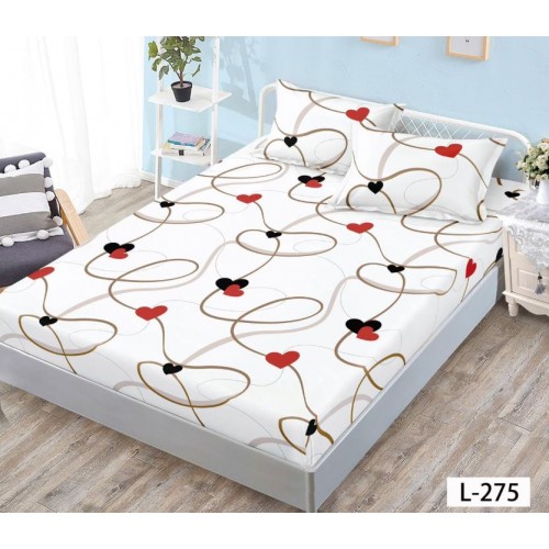 Husa de pat dublu cu elastic si 2 fete de perna 180x200cm, Pat 2 Persoane 52x80cm, MKK-022