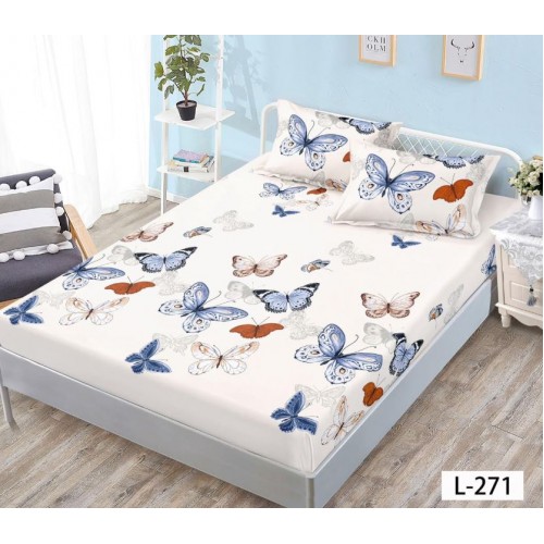 Husa de pat dublu cu elastic si 2 fete de perna 180x200cm, Pat 2 Persoane 52x80cm, MKK-023