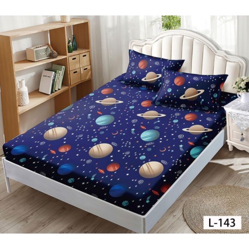Husa de pat dublu cu elastic si 2 fete de perna 180x200cm, Pat 2 Persoane 52x80cm, MKK-024