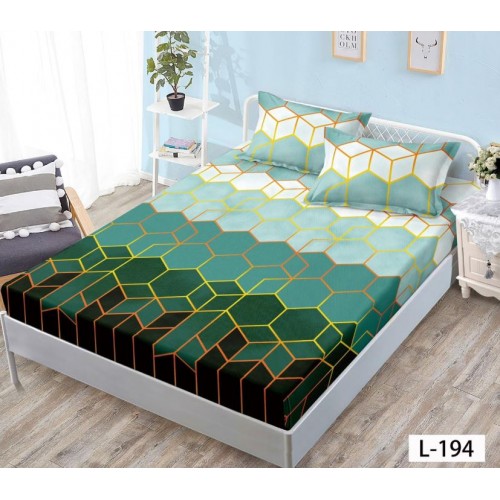 Husa de pat dublu cu elastic si 2 fete de perna 180x200cm, Pat 2 Persoane 52x80cm, MKK-025