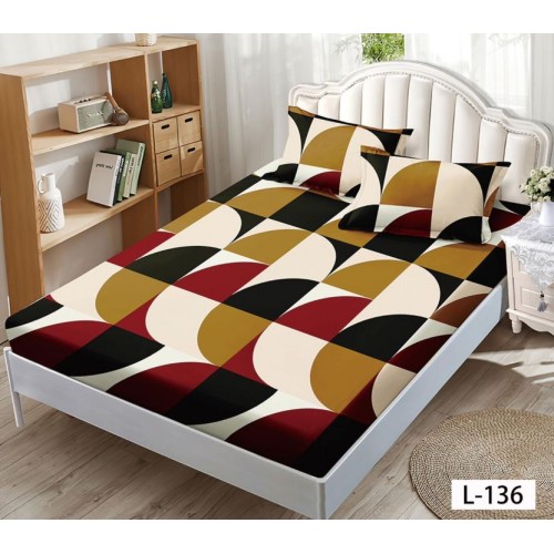 Husa de pat dublu cu elastic si 2 fete de perna 180x200cm, Pat 2 Persoane 52x80cm, MKK-027