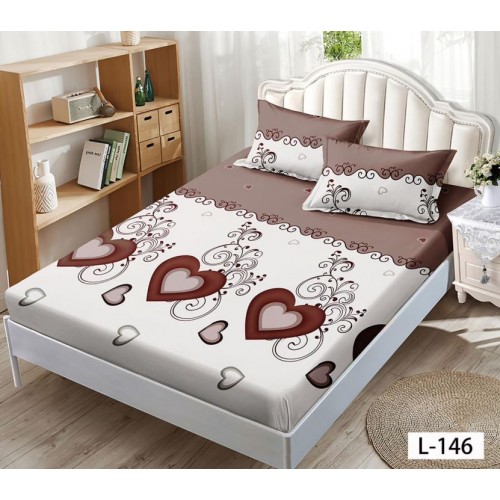 Husa de pat dublu cu elastic si 2 fete de perna 180x200cm, Pat 2 Persoane 52x80cm, MKK-028