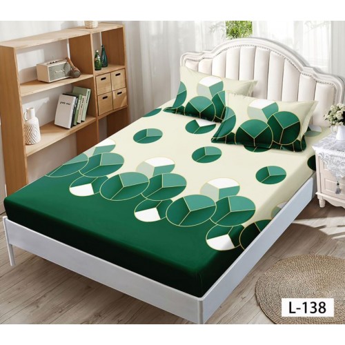 Husa de pat dublu cu elastic si 2 fete de perna 180x200cm, Pat 2 Persoane 52x80cm, MKK-029