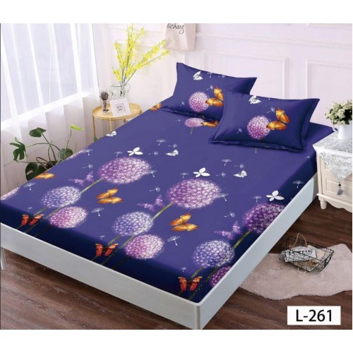 Husa de pat dublu cu elastic si 2 fete de perna 180x200cm, Pat 2 Persoane 52x80cm, MKK-030