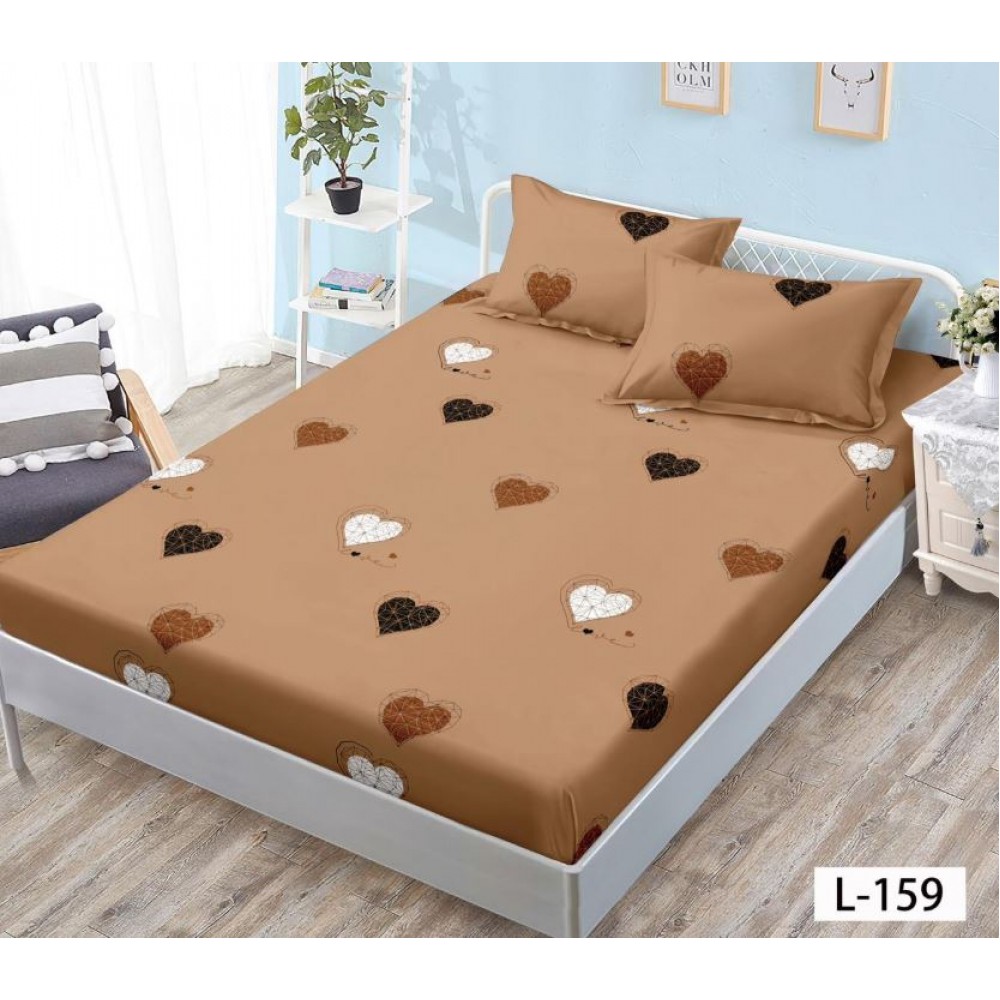 Husa de pat dublu cu elastic si 2 fete de perna 180x200cm, Pat 2 Persoane 52x80cm, MKK-034