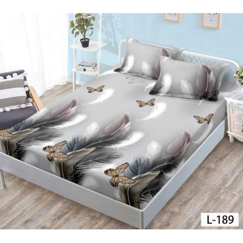 Husa de pat dublu cu elastic si 2 fete de perna 180x200cm, Pat 2 Persoane 52x80cm, MKK-035