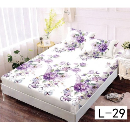 Husa de pat dublu cu elastic si 2 fete de perna 180x200cm, Pat 2 Persoane 52x80cm, MKK-036