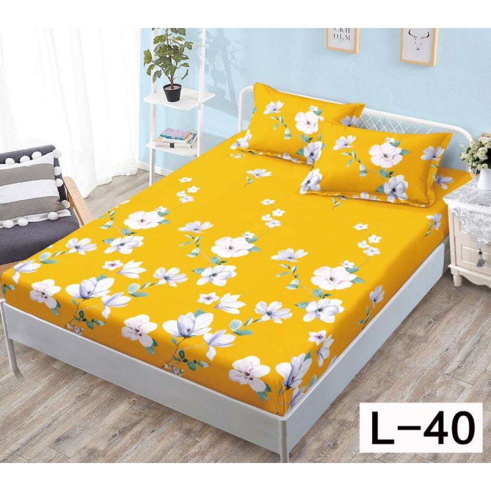 Husa de pat dublu cu elastic si 2 fete de perna 180x200cm, Pat 2 Persoane 52x80cm, MKK-037