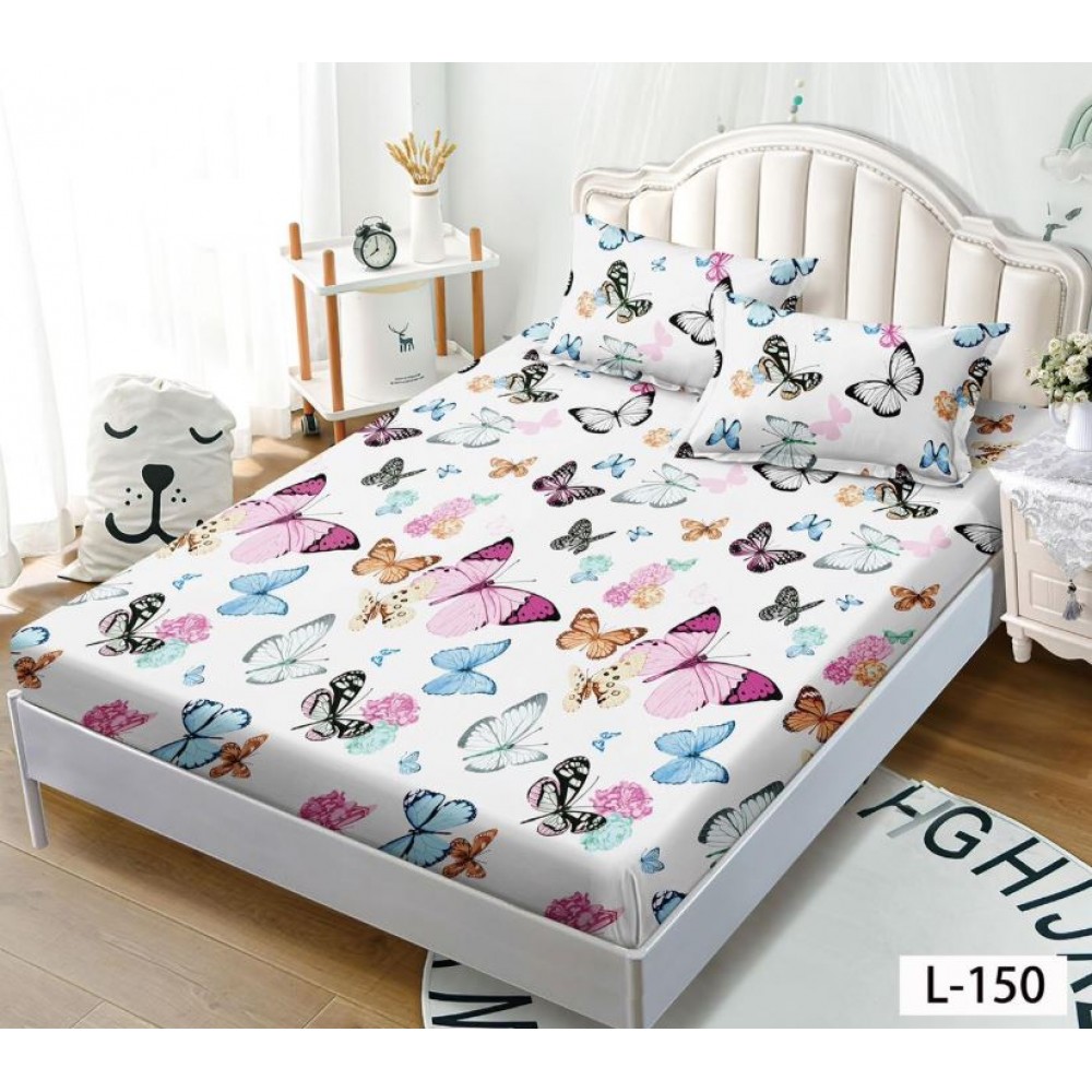 Husa de pat dublu cu elastic si 2 fete de perna 180x200cm, Pat 2 Persoane 52x80cm, MKK-038