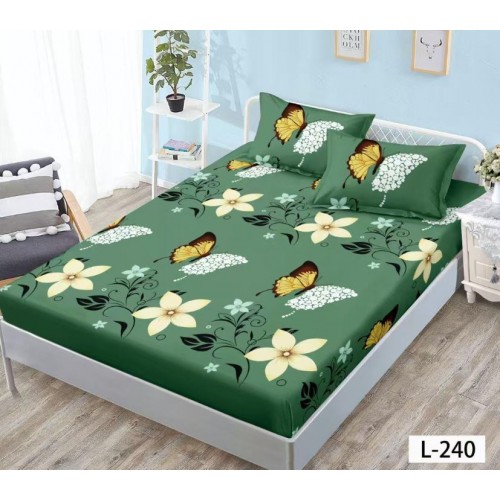 Husa de pat dublu cu elastic si 2 fete de perna 180x200cm, Pat 2 Persoane 52x80cm, MKK-039