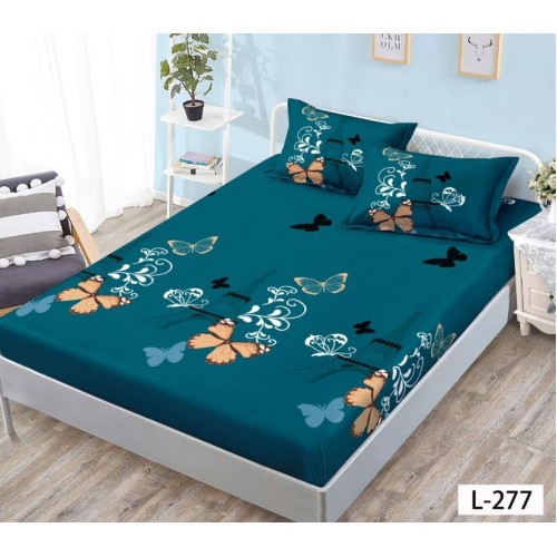 Husa de pat dublu cu elastic si 2 fete de perna 180x200cm, Pat 2 Persoane 52x80cm, MKK-040