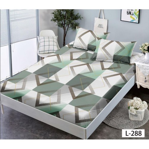Husa de pat dublu cu elastic si 2 fete de perna 180x200cm, Pat 2 Persoane 52x80cm, MKK-043