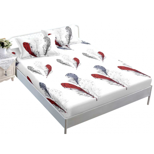 Husa de pat dublu cu elastic si 2 fete de perna 180x200cm, Pat 2 Persoane 50x70cm, MK-001