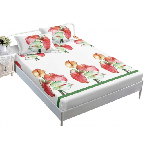 Husa de pat dublu cu elastic si 2 fete de perna 180x200cm, Pat 2 Persoane 50x70cm, MK-002