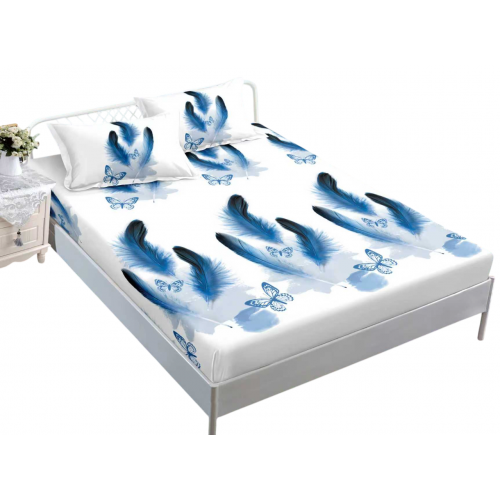 Husa de pat dublu cu elastic si 2 fete de perna 180x200cm, Pat 2 Persoane 50x70cm, MK-003
