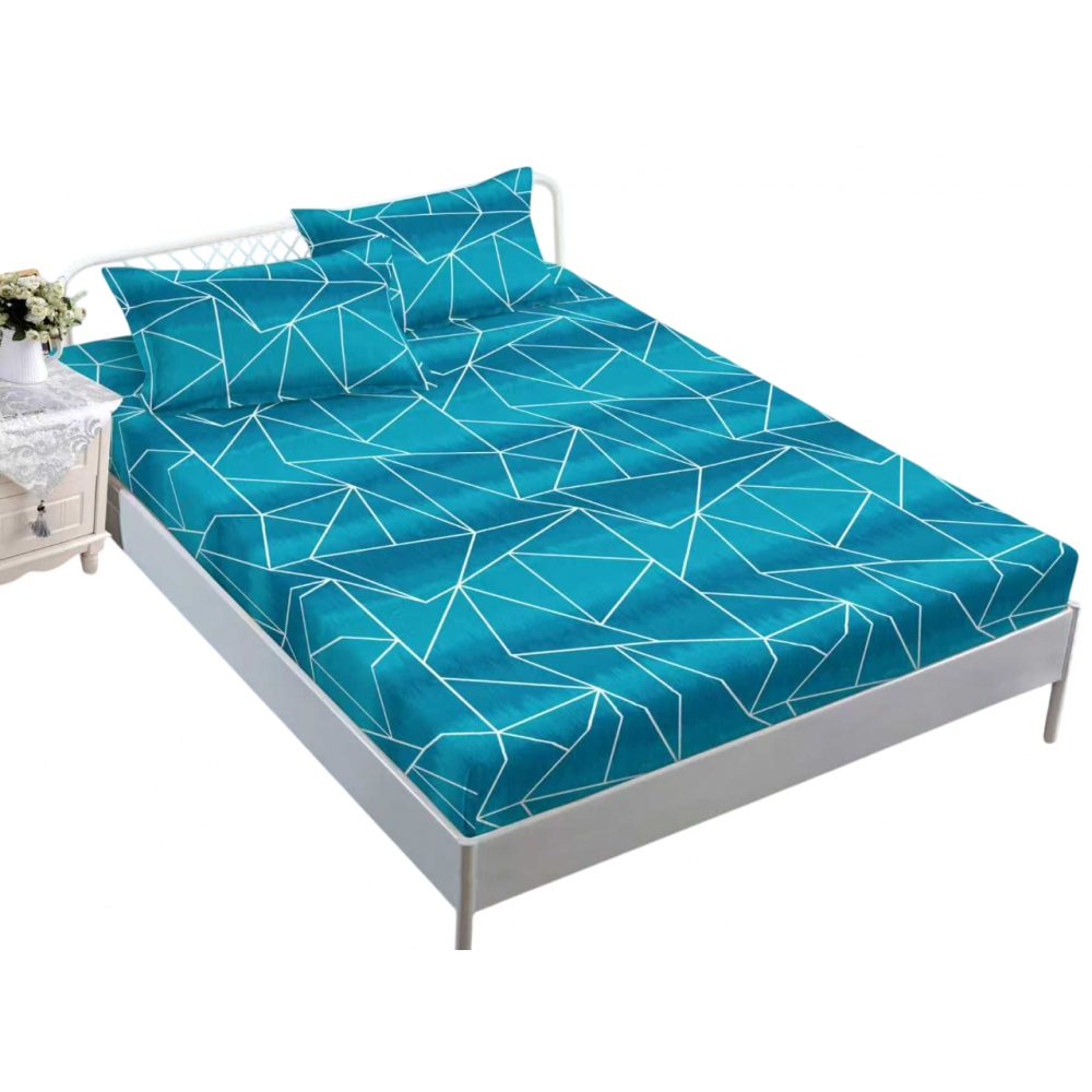 Husa de pat dublu cu elastic si 2 fete de perna 180x200cm, Pat 2 Persoane 50x70cm, MK-005