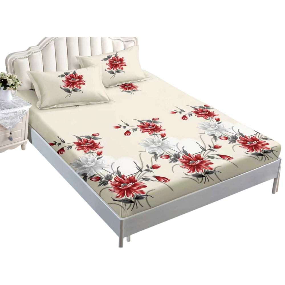 Husa de pat dublu cu elastic si 2 fete de perna 180x200cm, Pat 2 Persoane 50x70cm, MK-006