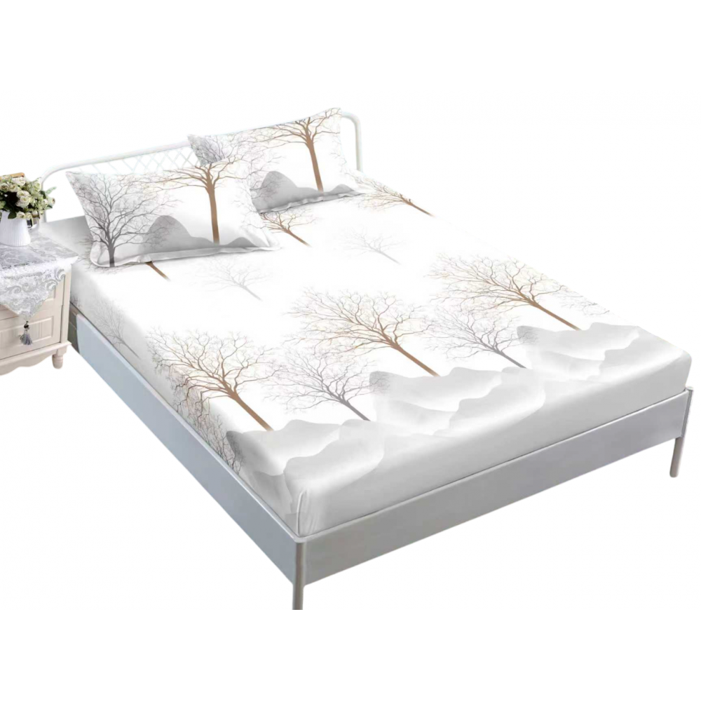 Husa de pat dublu cu elastic si 2 fete de perna 180x200cm, Pat 2 Persoane 50x70cm, MK-007
