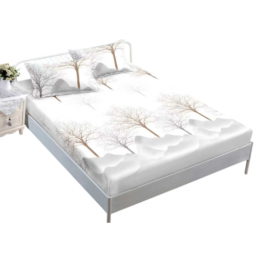 Husa de pat dublu cu elastic si 2 fete de perna 180x200cm, Pat 2 Persoane 50x70cm, MK-007