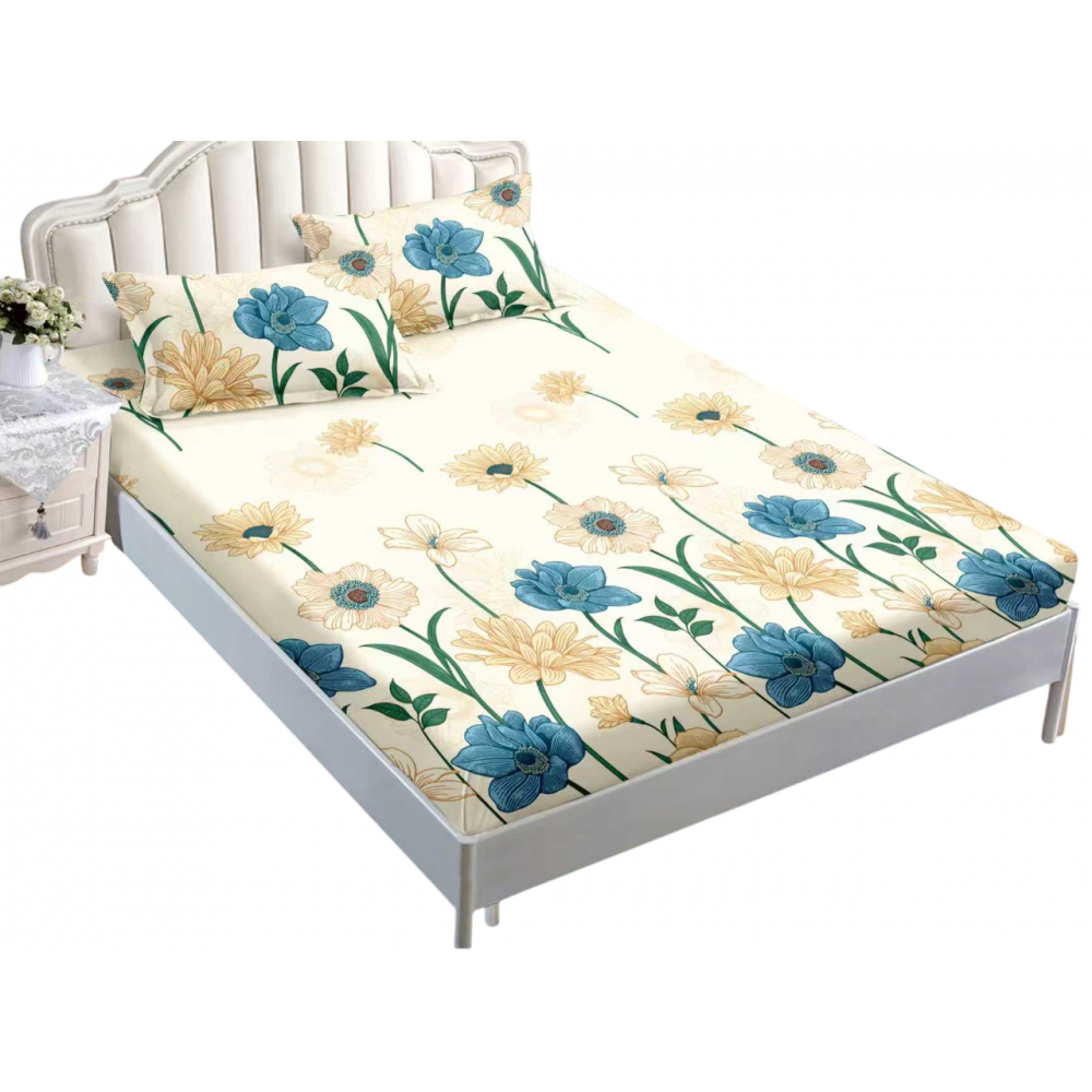 Husa de pat dublu cu elastic si 2 fete de perna 180x200cm, Pat 2 Persoane 50x70cm, MK-008