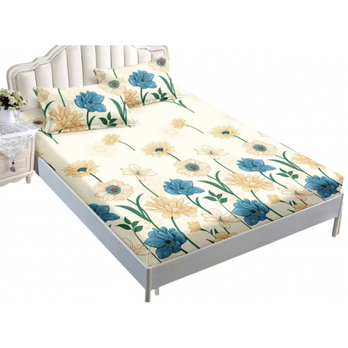 Husa de pat dublu cu elastic si 2 fete de perna 180x200cm, Pat 2 Persoane 50x70cm, MK-008