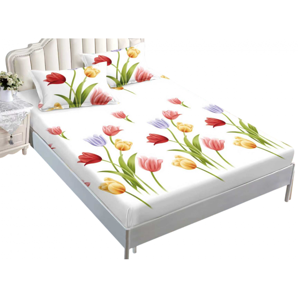 Husa de pat dublu cu elastic si 2 fete de perna 180x200cm, Pat 2 Persoane 50x70cm, MK-011