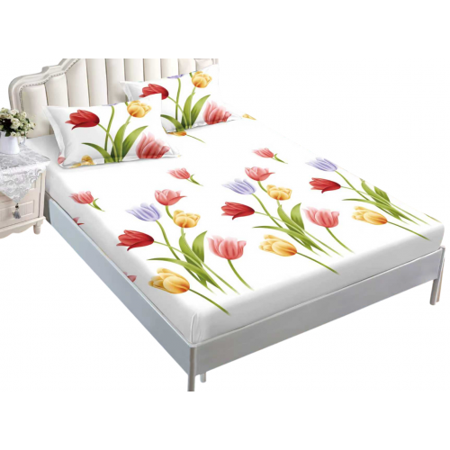 Husa de pat dublu cu elastic si 2 fete de perna 180x200cm, Pat 2 Persoane 50x70cm, MK-011