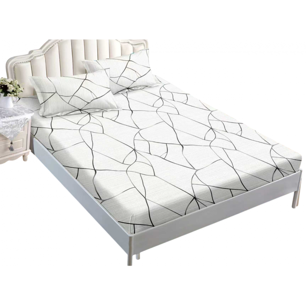 Husa de pat dublu cu elastic si 2 fete de perna 180x200cm, Pat 2 Persoane 50x70cm, MK-012