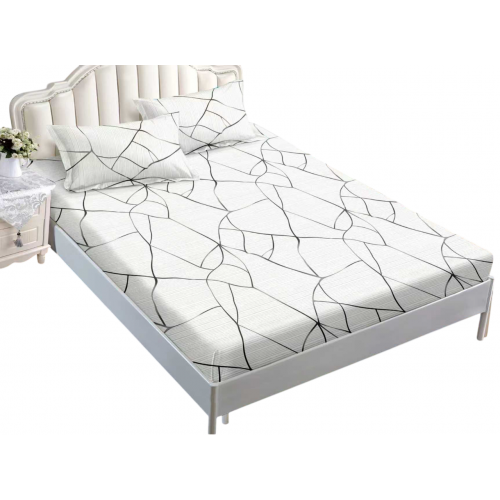 Husa de pat dublu cu elastic si 2 fete de perna 180x200cm, Pat 2 Persoane 50x70cm, MK-012